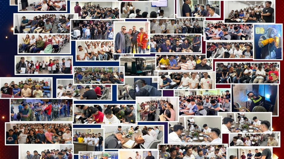 Mosaic of recruitment rounds at the Prime Search Manpower Agency facilities in Makati during 2026: interview groups, trade tests and pre-departure sessions