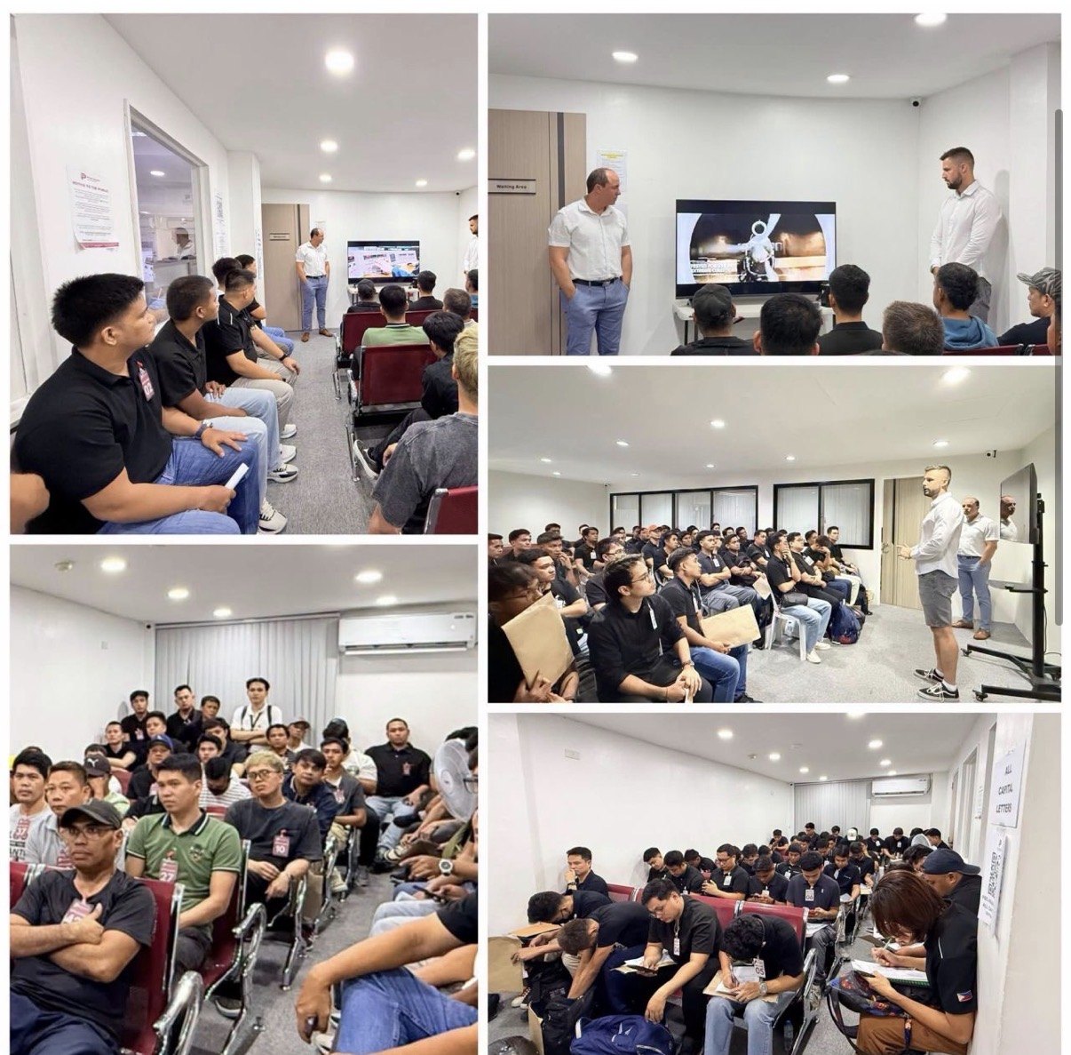 Candidates in the interview and briefing rooms at the Prime Search Manpower Agency facilities in Makati during the September 2026 recruitment rounds
